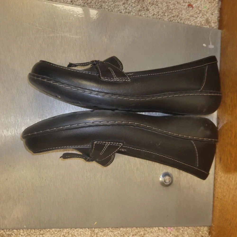 Clarks Collection Black Leather Tassel Loafers Womens 8.5 M‎ Ultimate Comfort